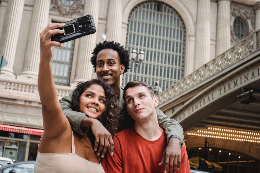 Selfie with friends on the trip to India