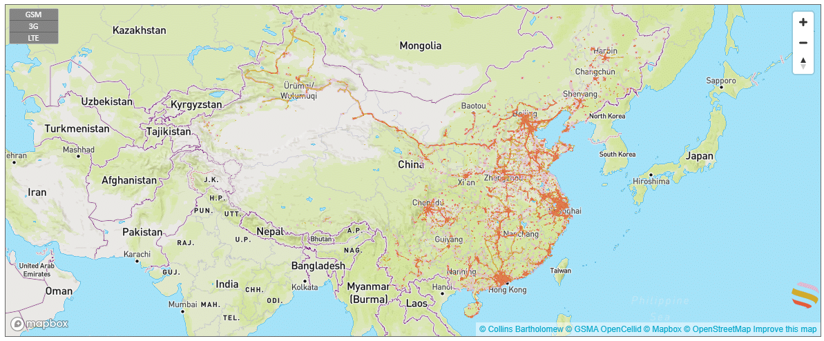 coverage map in china