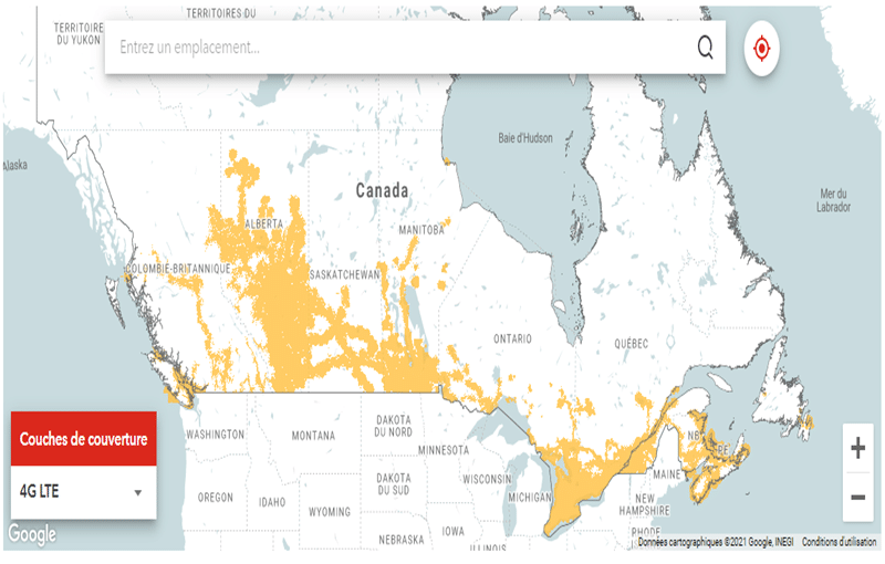 Rogers coverage map in Canada with an eSIM