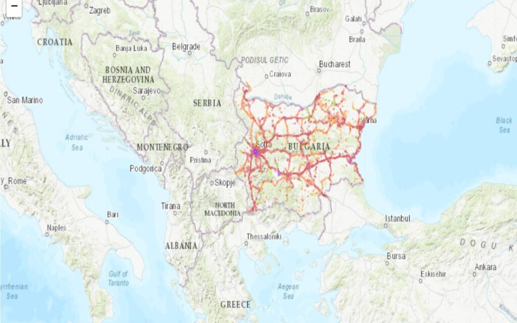 Coverage map of Telenor Mobile with an eSIM in Bulgaria