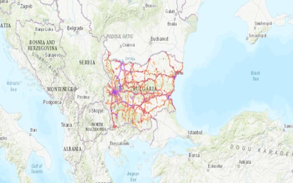 Coverage map of Vivacom Mobile with an eSIM in Bulgaria