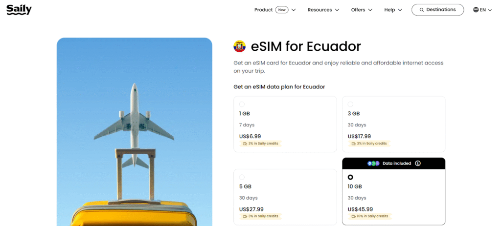 saily esim, ecuador esim card