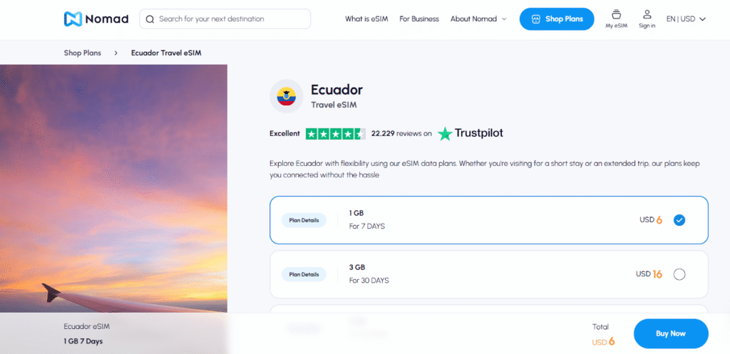 nomad esim, ecuador esim card