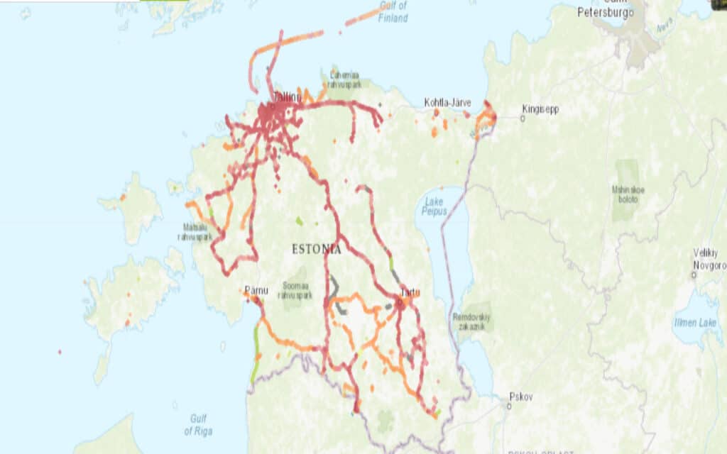 Coverage map of Elisa with an eSIM in Estonia