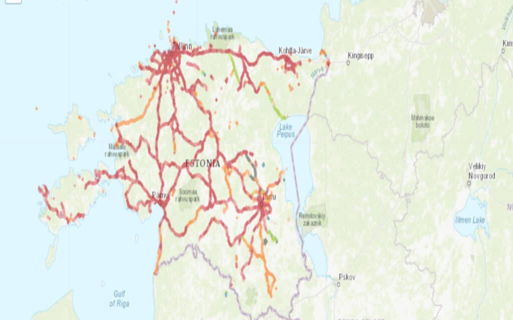Coverage map of Tele2 with an eSIM in Estonia