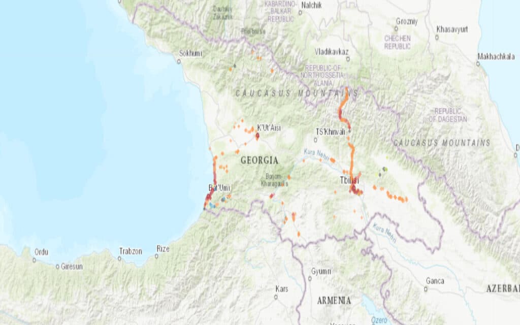 Coverage map of Beeline with an eSIM in Georgia