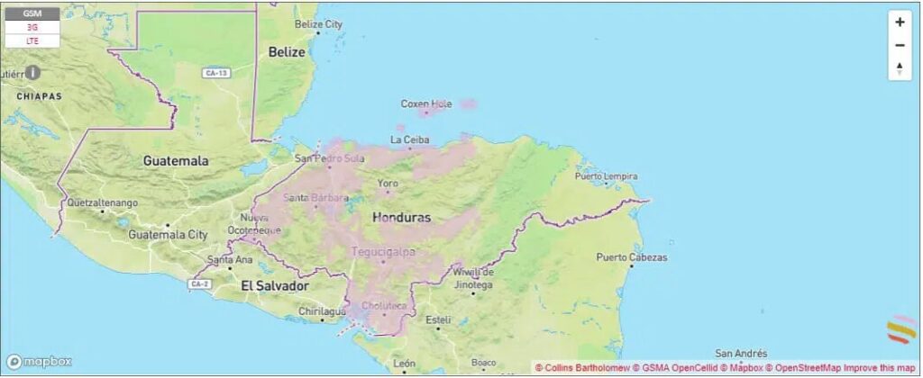 claro coverage map in honduras