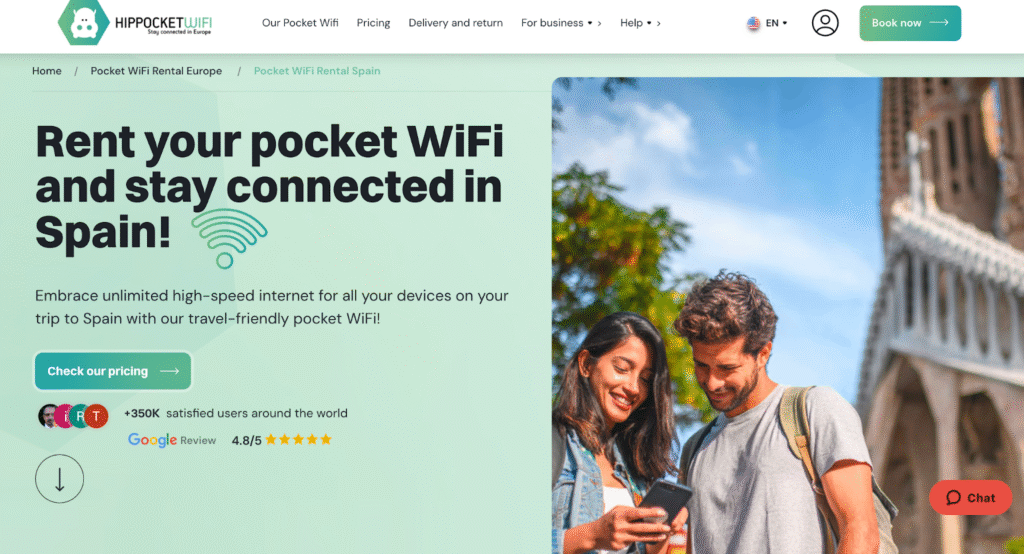 Hippocket WiFi homepage: spain pocket wifi provider