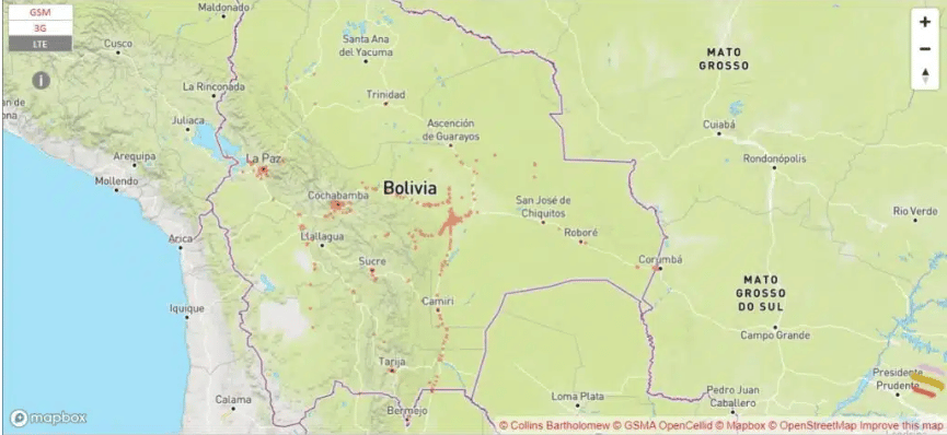 Telefonica Bolivia 4G coverage map