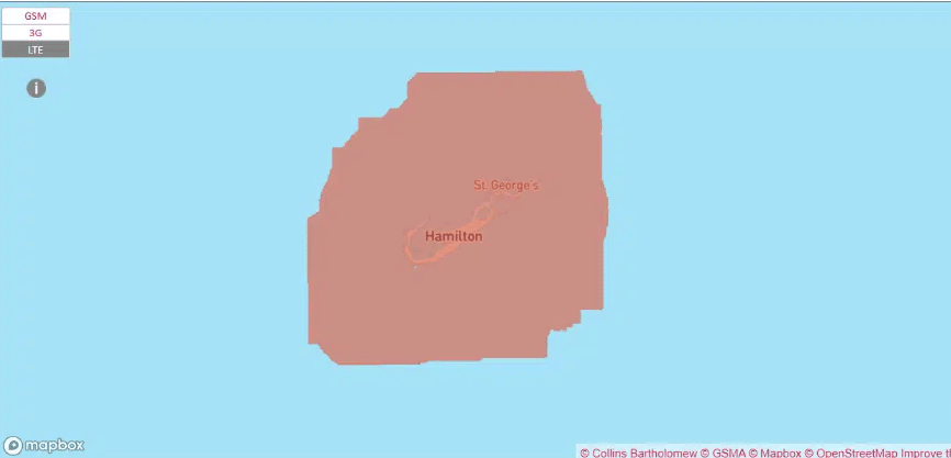 Digicel 4G coverage map in Bermuda Islands