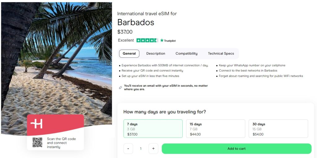 international travel esim for barbados