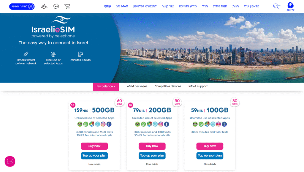 pelephone esim for israel