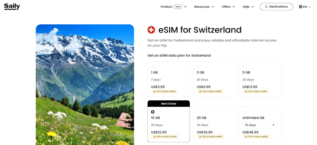 saily stizerland esim