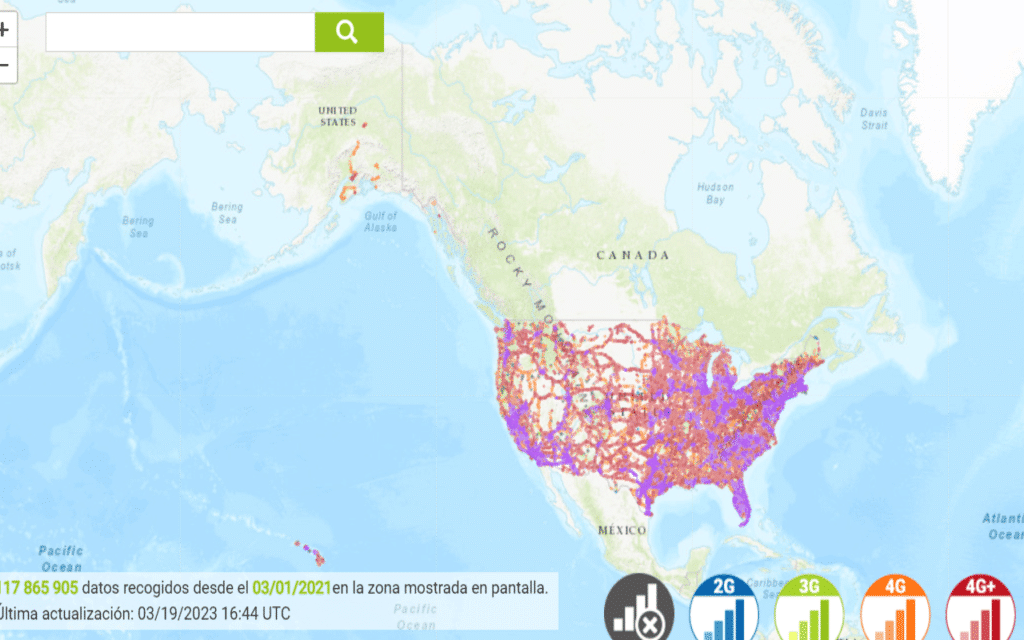 Verizon coverage map in the United States.