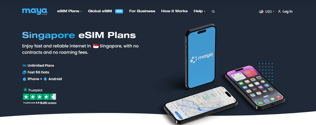 maya homepage, esim provider in singapore