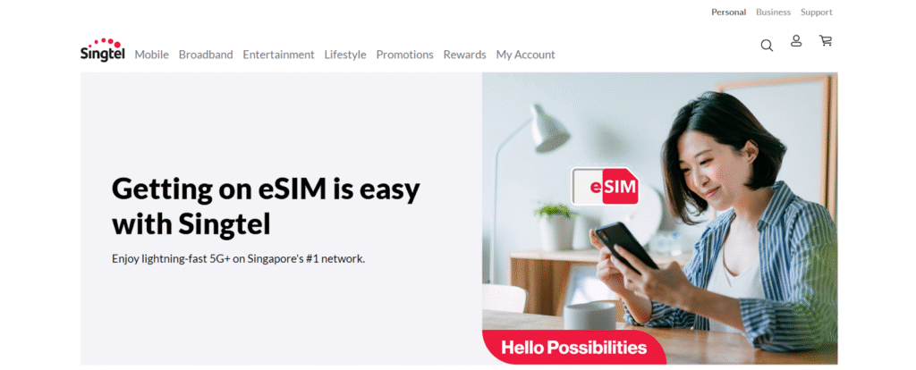 singtel homepage, esim provider in singapore
