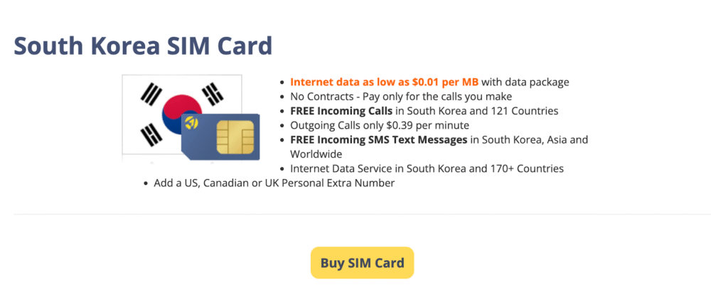 onesimcard for sim card in korea