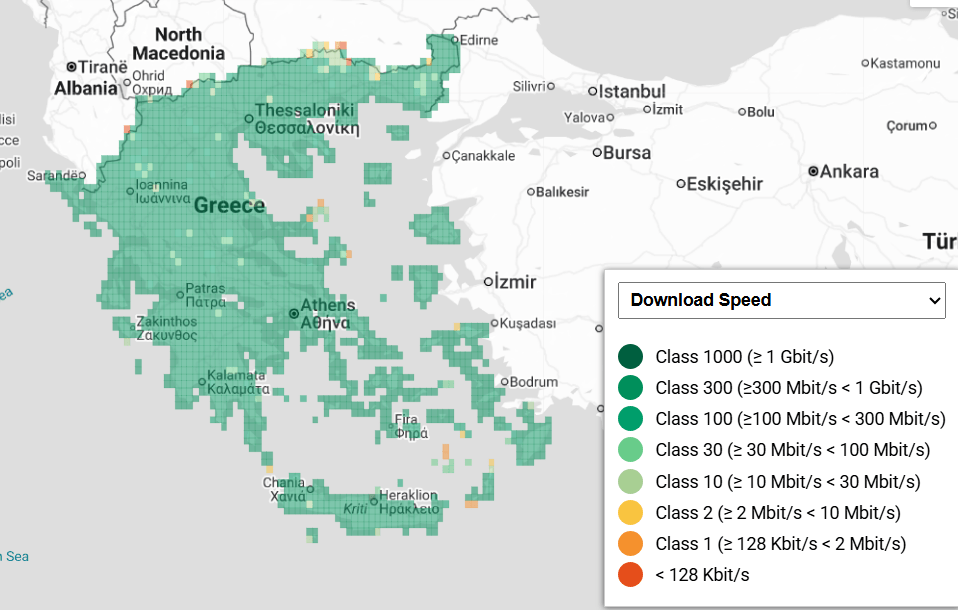 cosmote network speed within greece