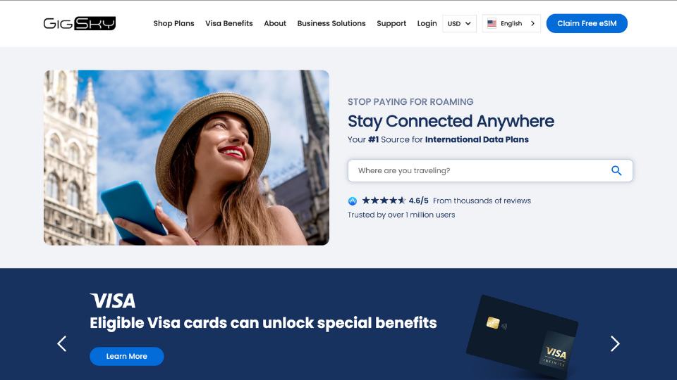 gigsky esim homepage