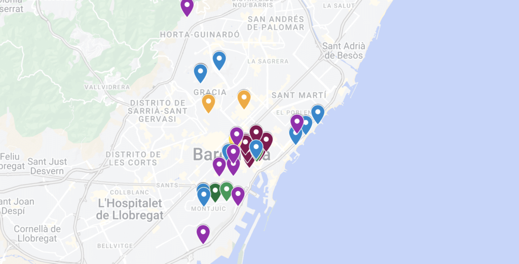 Foto de un mapa con los lugares mencionados en el post. Tiene un link a un mapa interactivo de My Maps