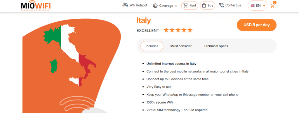 miowifi, pocket wifi for italy