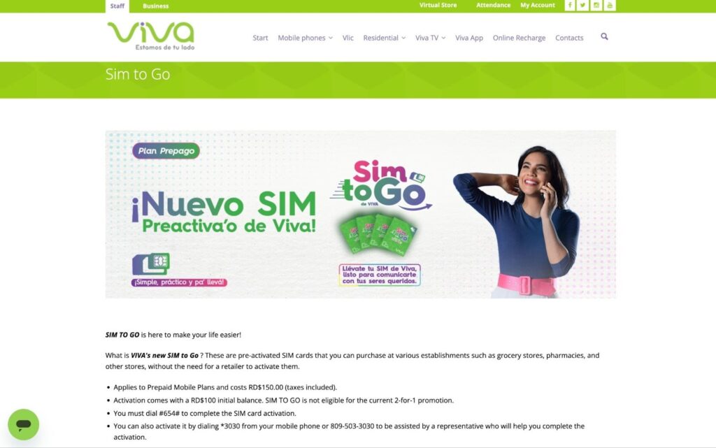 viva sim card for dominican republic