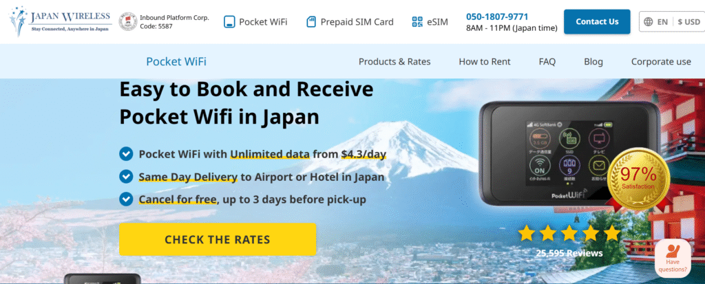 japan wireless, pocket wifi provider