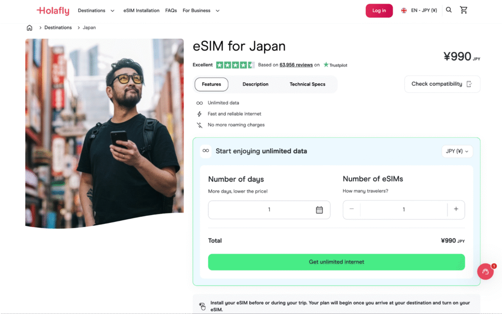 holafly, best esim provider for japan