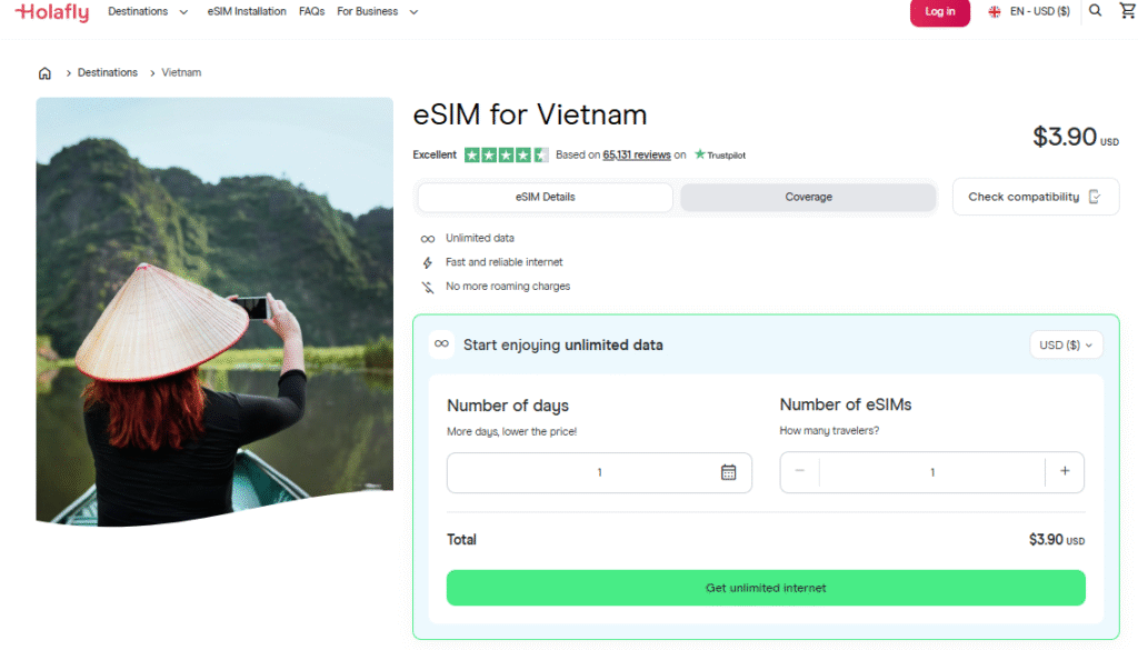 best esim for vietnam, holafly
