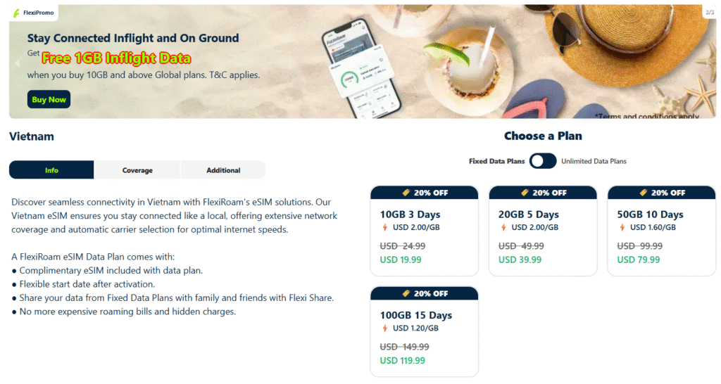 best vietnam esim provider, flexiroam