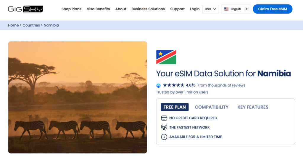 Namibia esim providers: GigSky