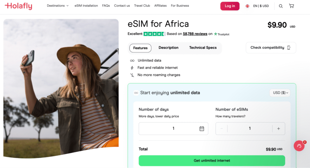 Namibia esim providers: Holafly