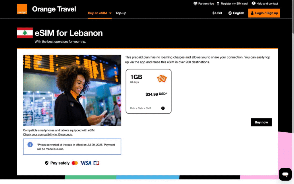 lebanon esim provider: orange travel