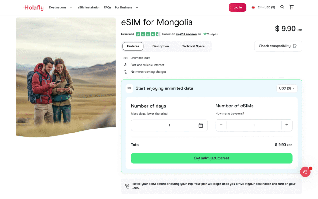 holafly esim for mongolia
