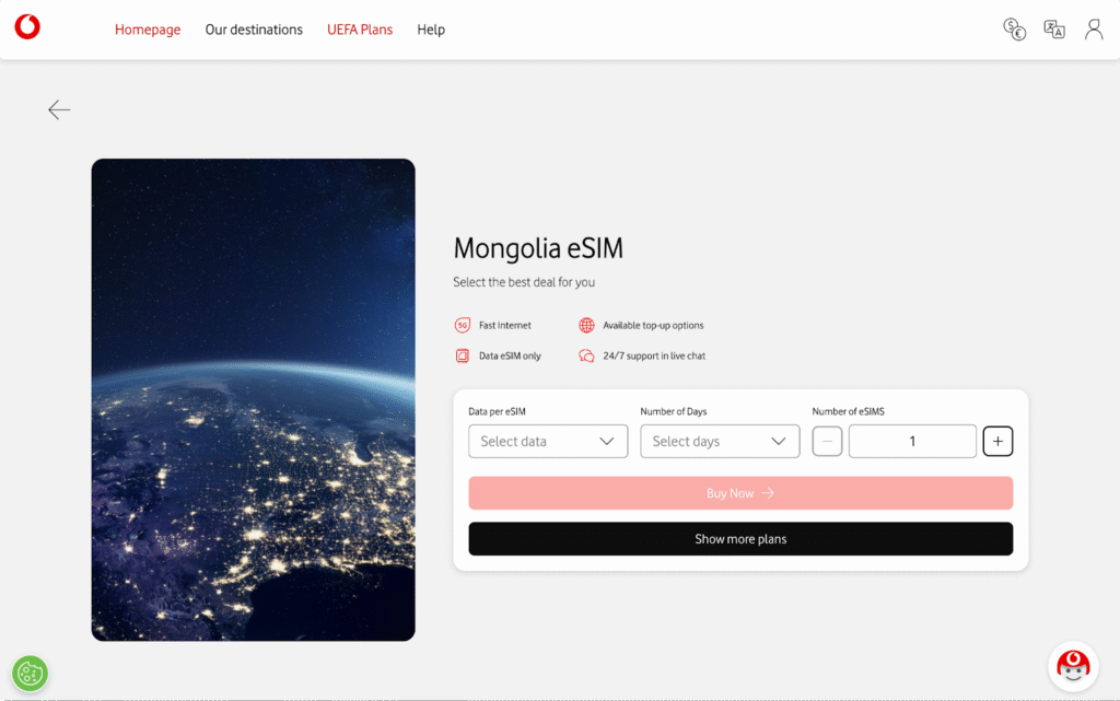 mongolia esim providers: vodafone