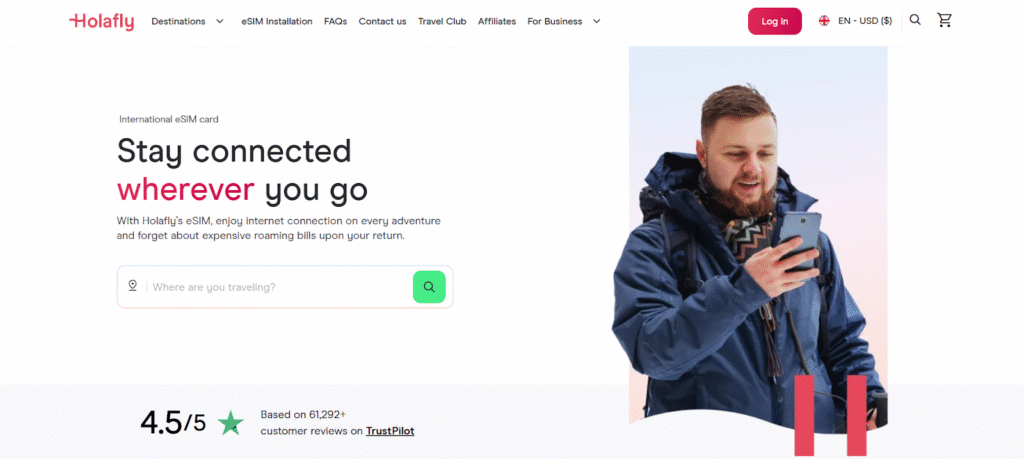 suriname esim provider homepage: holafly