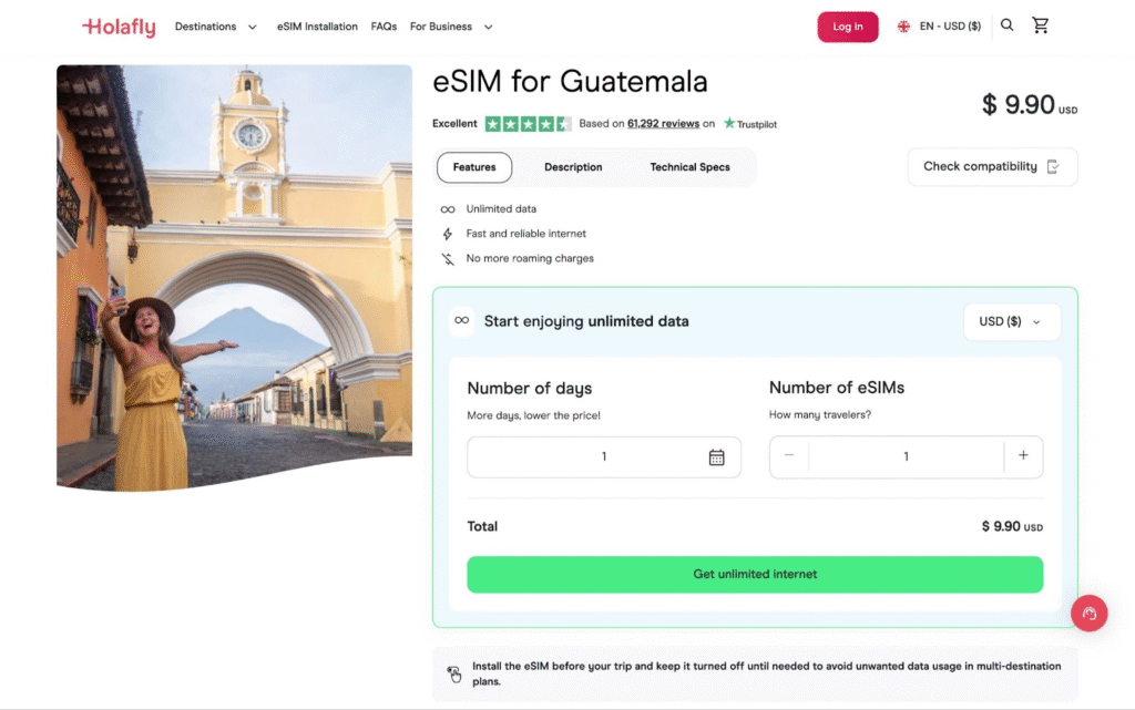 esim guatemala: holafly provider