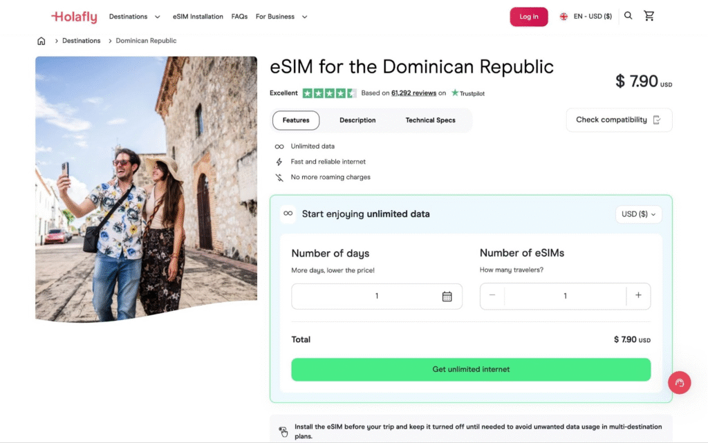 best esim dominican republic: holafly