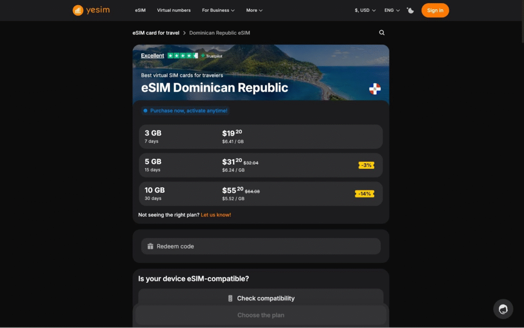 best esim dominican republic: yesim