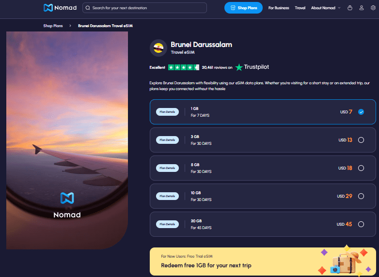 esim brunei provider: nomad