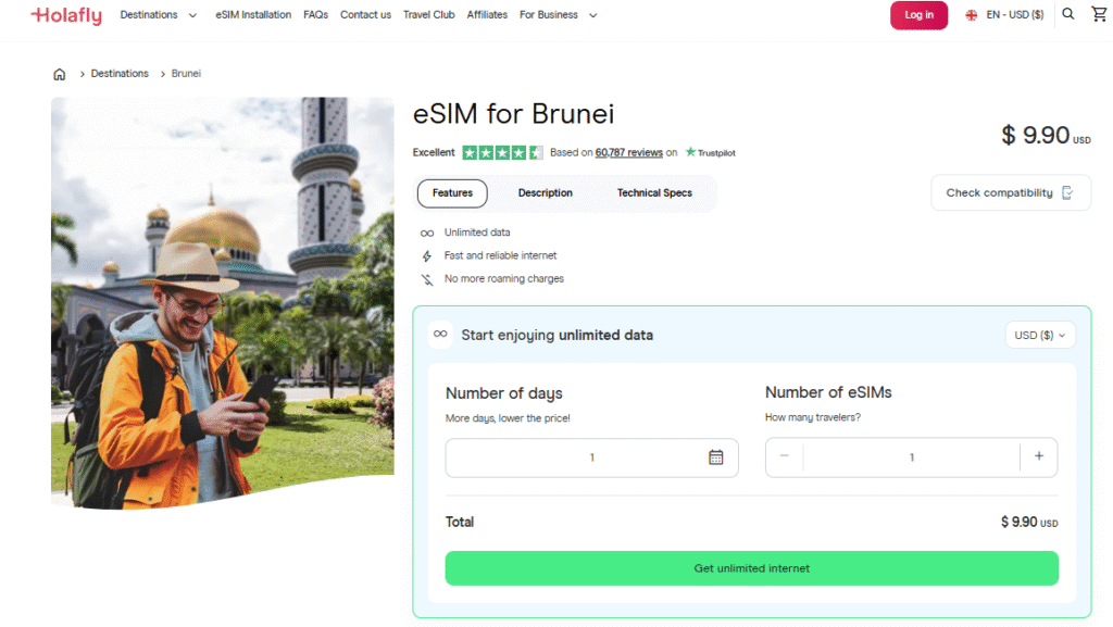 esim provider for brunei: holafly