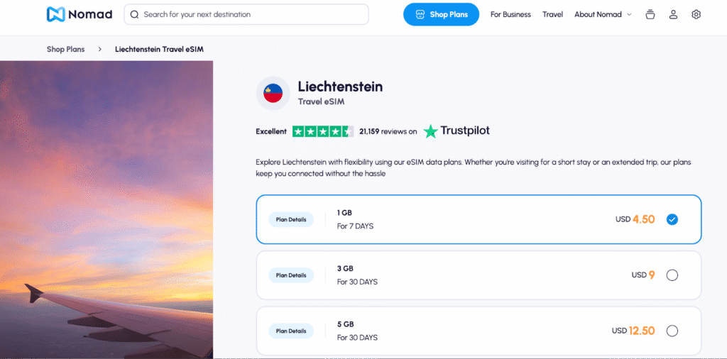 Liechtenstein esim provider: nomad