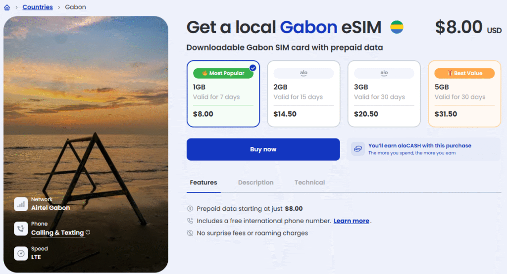 gabon esim provider: alosim