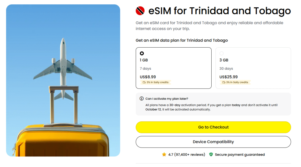 saily homepage, trinidad and tobago esim provider
