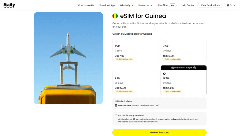 gunea esim provider: saily homepage