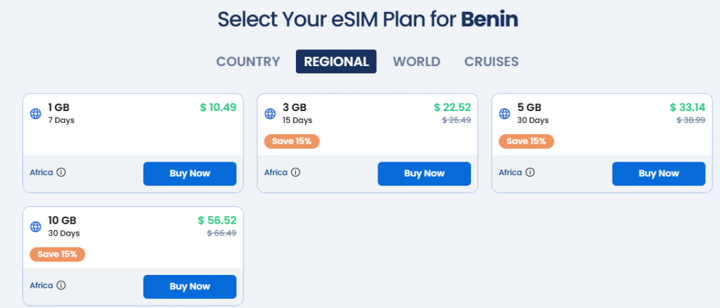 gigsky homepage, esim provider for benin