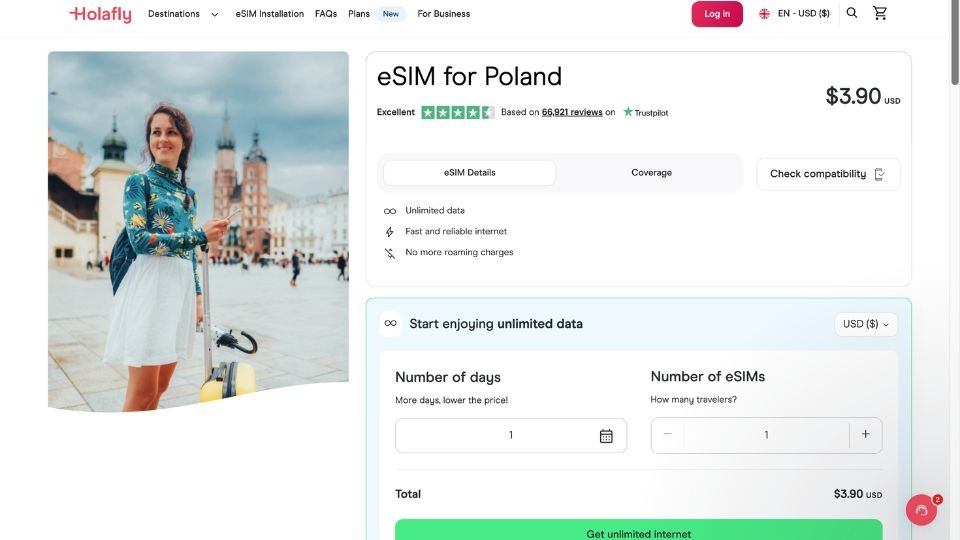 best esim for poland, holafly