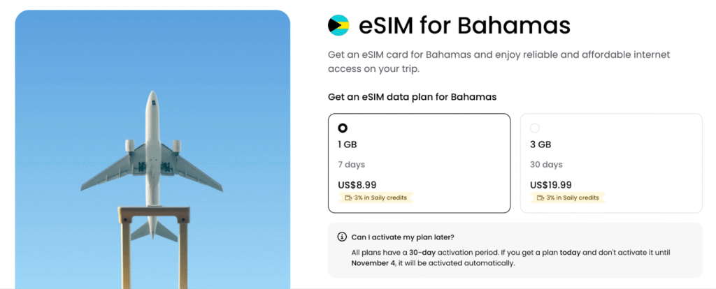 saily homepage, sim card bahamas alternative