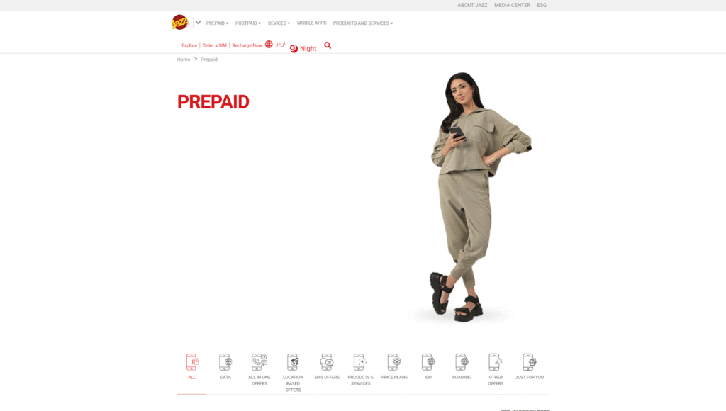 jazz pakistan sim card homepage