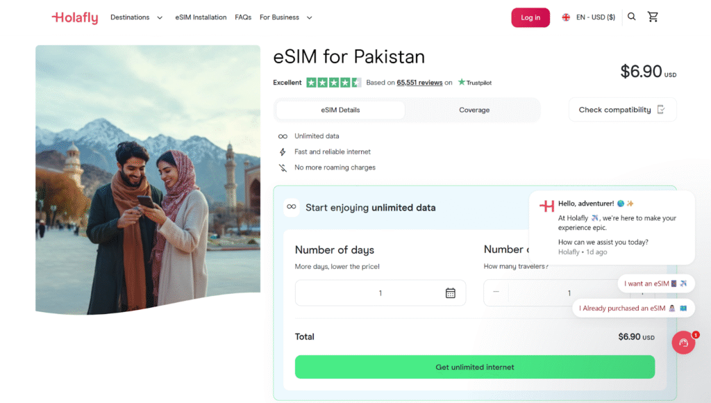 holafly esim for pakistan